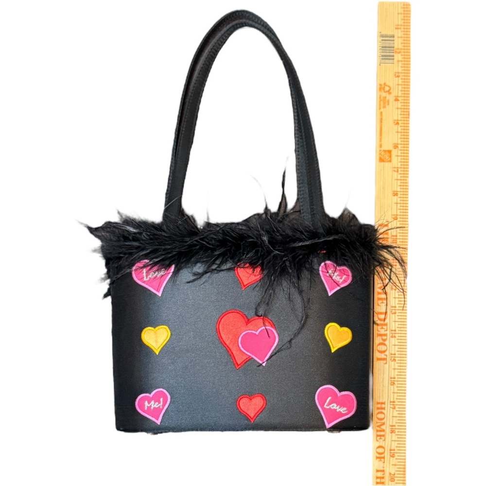 Black Feather Heart Love + Lover Shoulder Bag Purse - Picture 3 of 6